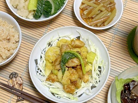 鶏ひざ軟骨とカリフラワーのこりこりかりかりカレー味